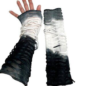 Mummy Bandage Gloves Gray Lace Up Arm Warmers Halloween Costume Mens Zombie Goth